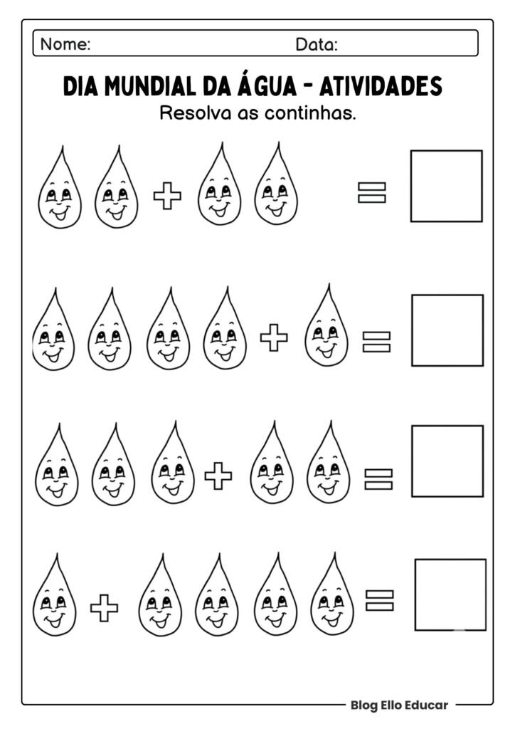 Atividades do Dia da água para imprimir