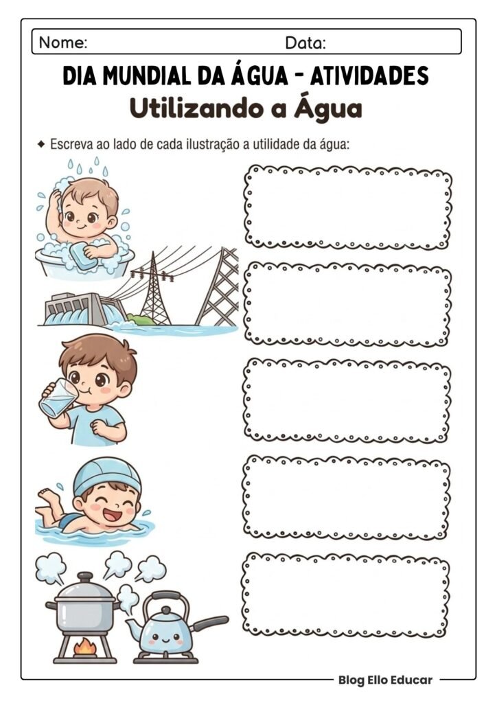 Atividades do Dia da água para imprimir
