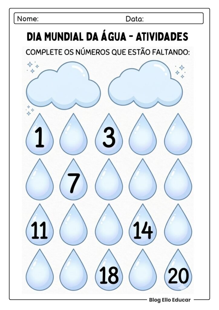 Atividades do Dia da água para imprimir