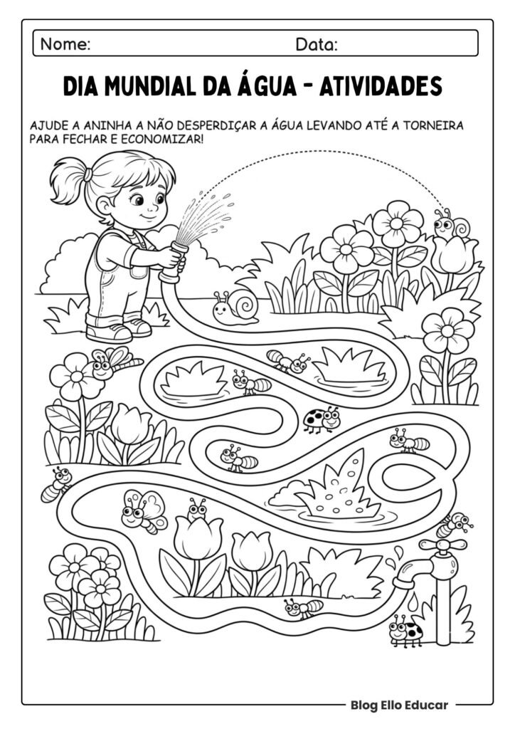 Atividades do Dia da água para imprimir