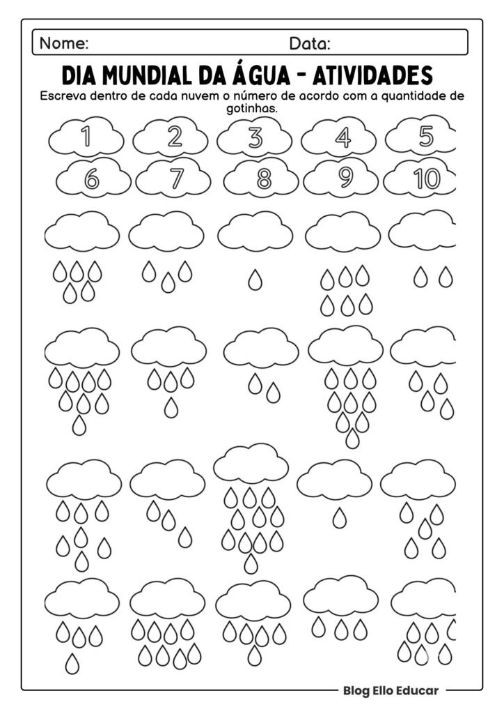 Atividades do Dia da água para imprimir