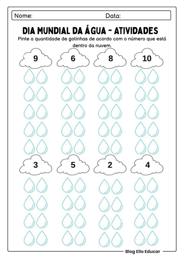 Atividades do Dia da água para imprimir