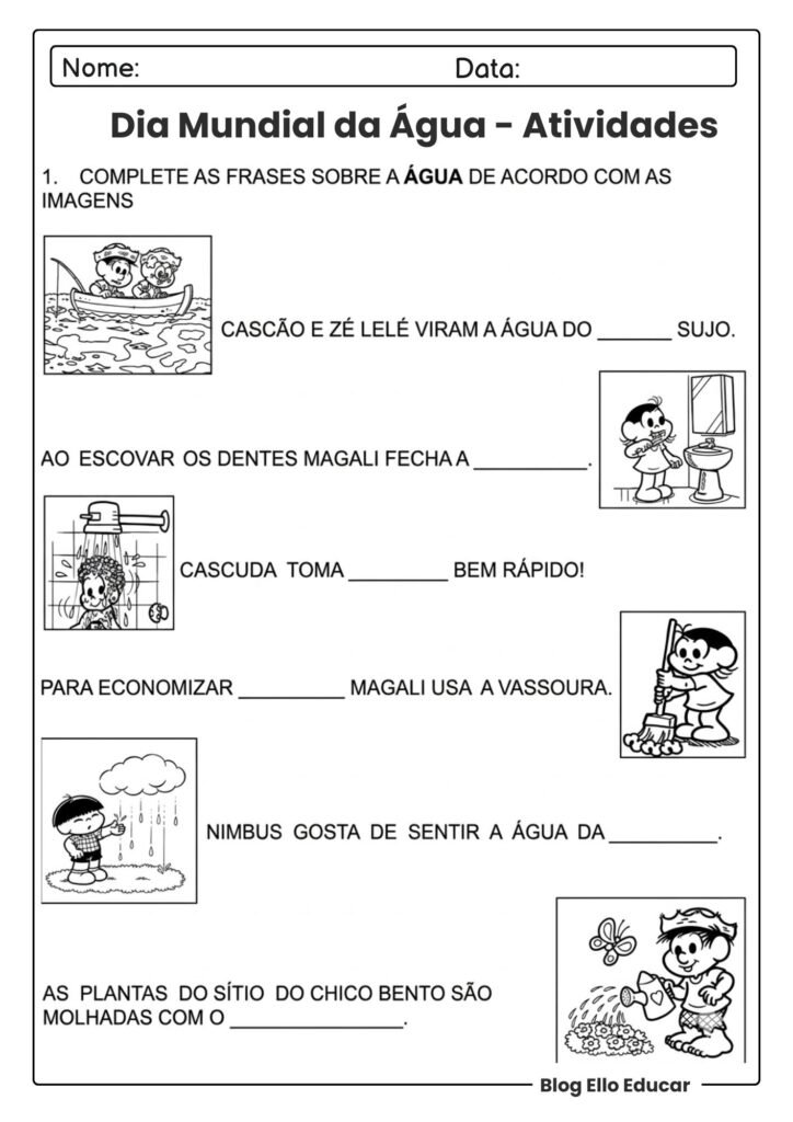Atividades sobre o Dia da água