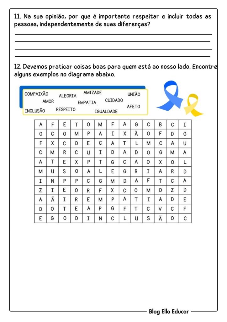 Atividades sobre o Dia Internacional da Síndrome de Down.