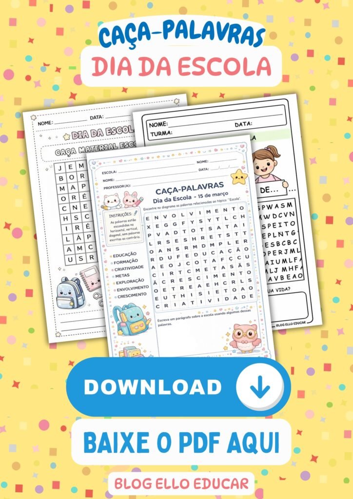 Caça-palavras Dia da escola