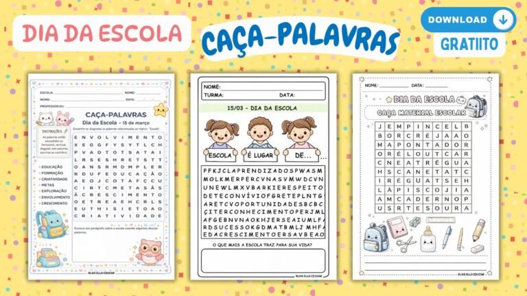 Caça-palavras Dia da escola