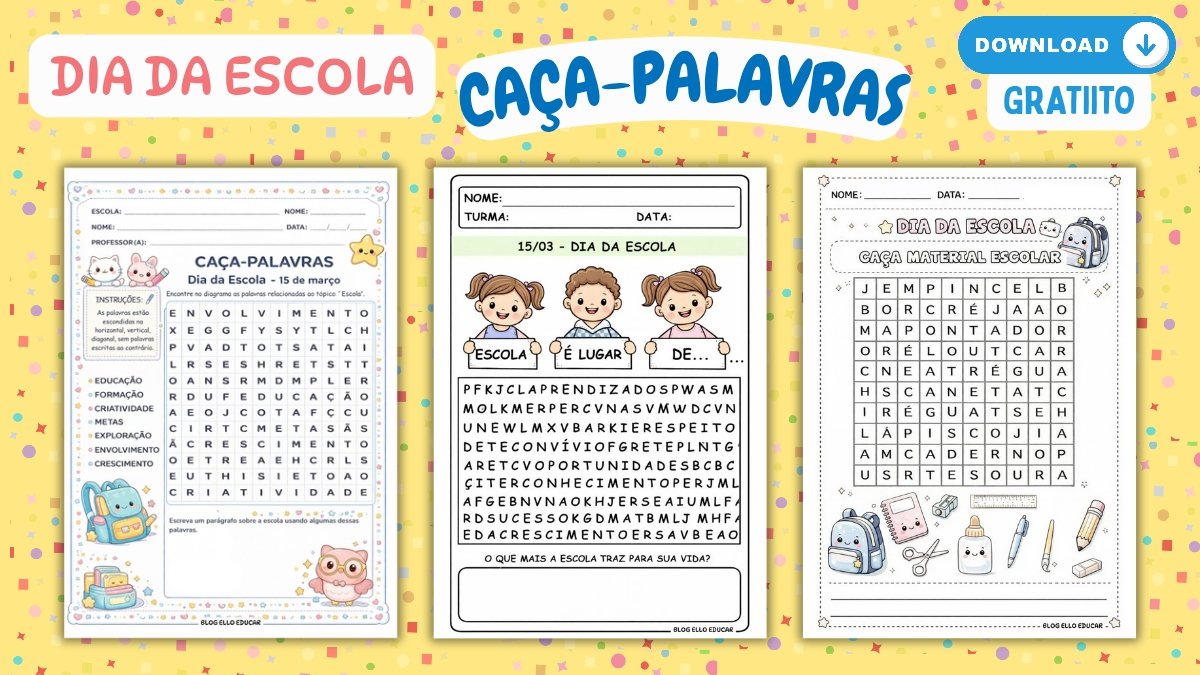 Caça-palavras Dia da escola