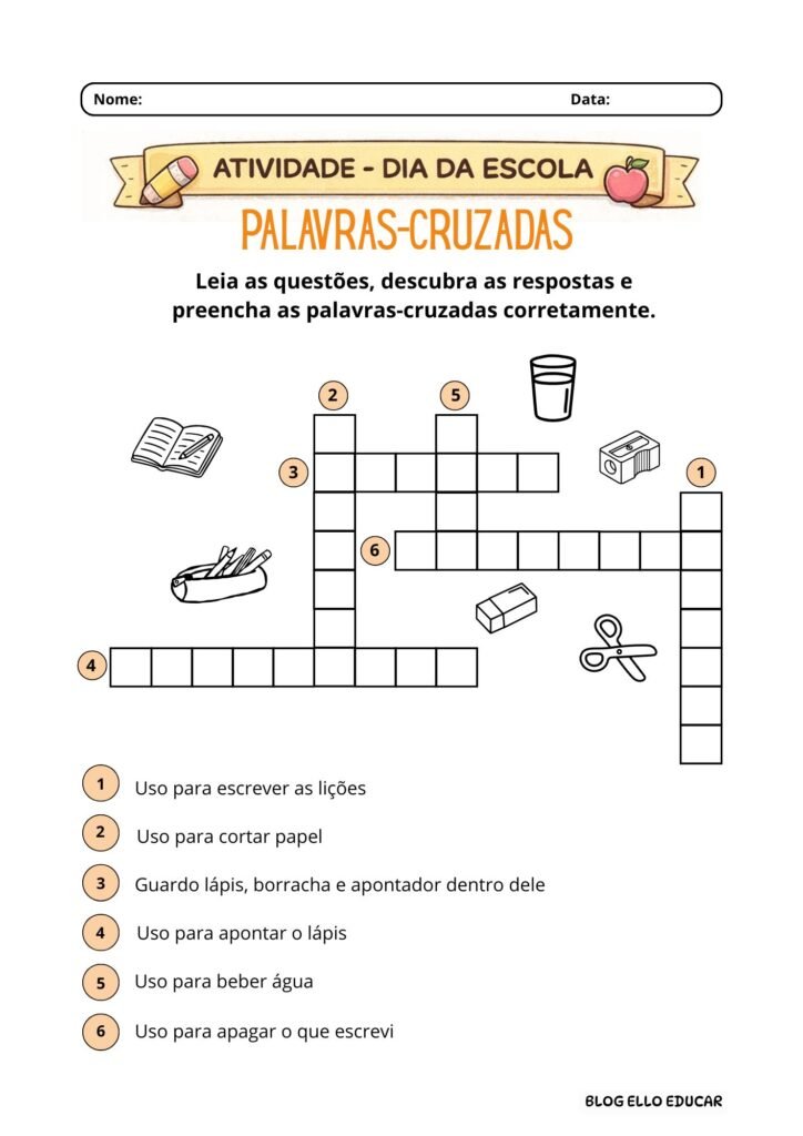 Cruzadinha dia da escola