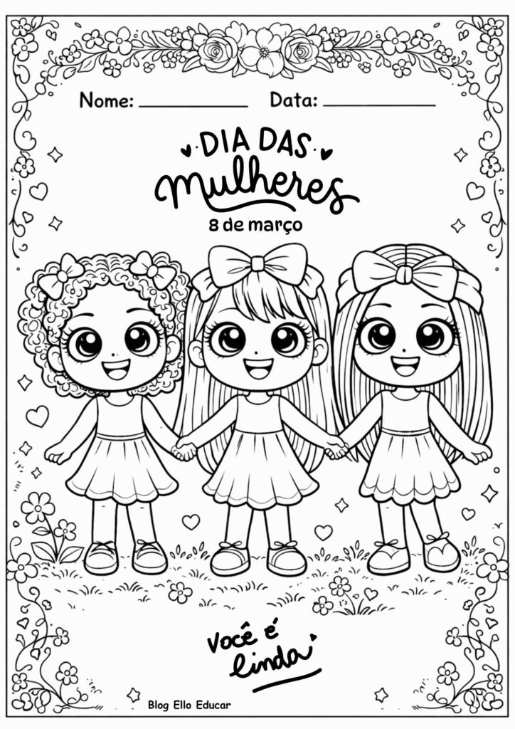 Desenhos do Dia da Mulher para colorir
