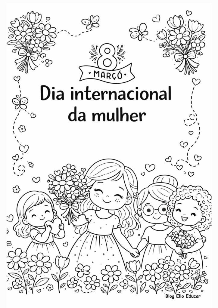 Desenhos do Dia da Mulher para colorir