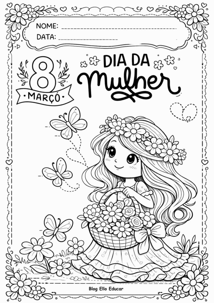 Desenhos do Dia da Mulher para colorir