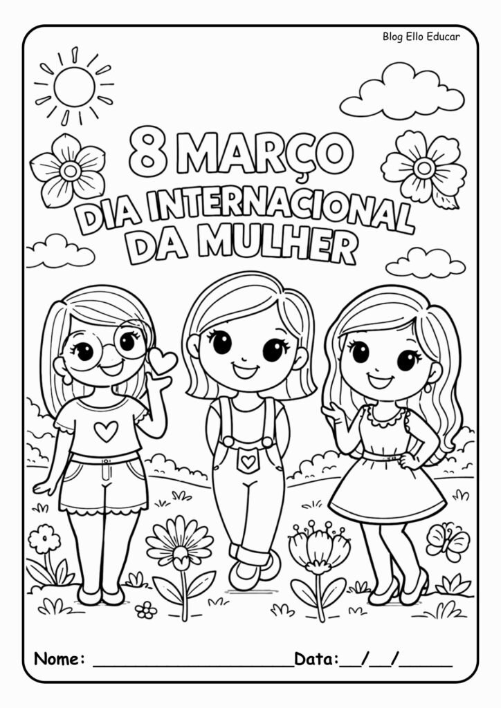 Desenhos do Dia da Mulher para colorir 