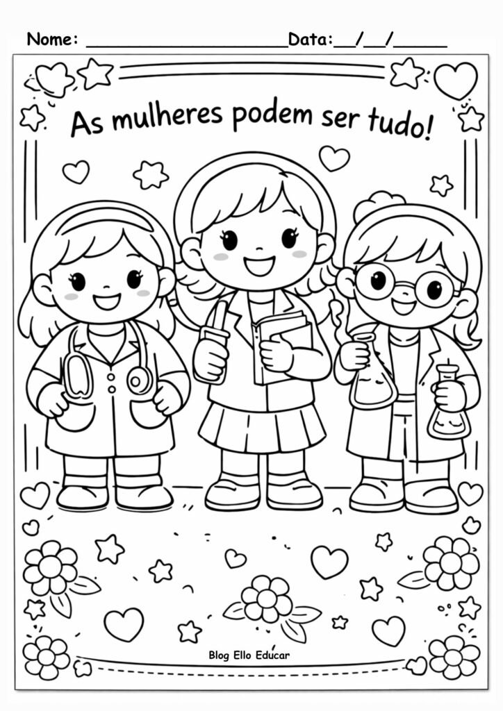 Desenhos do Dia da Mulher para colorir