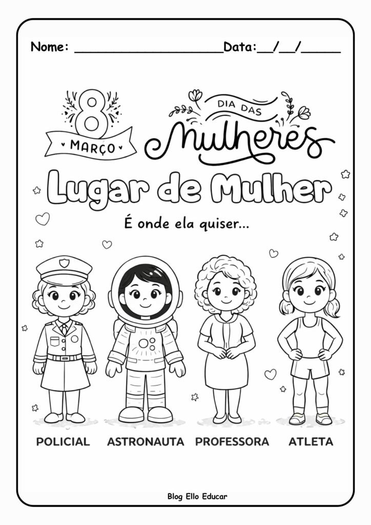 Desenhos do Dia da Mulher para colorir
