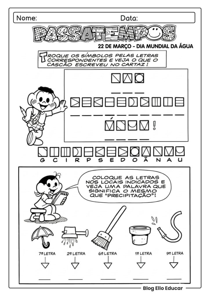 Dia da água com a Turma da Mônica