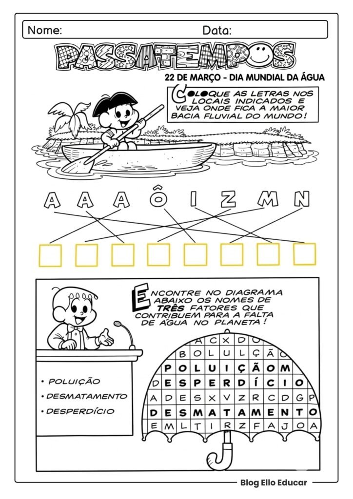 Dia da água com a Turma da Mônica