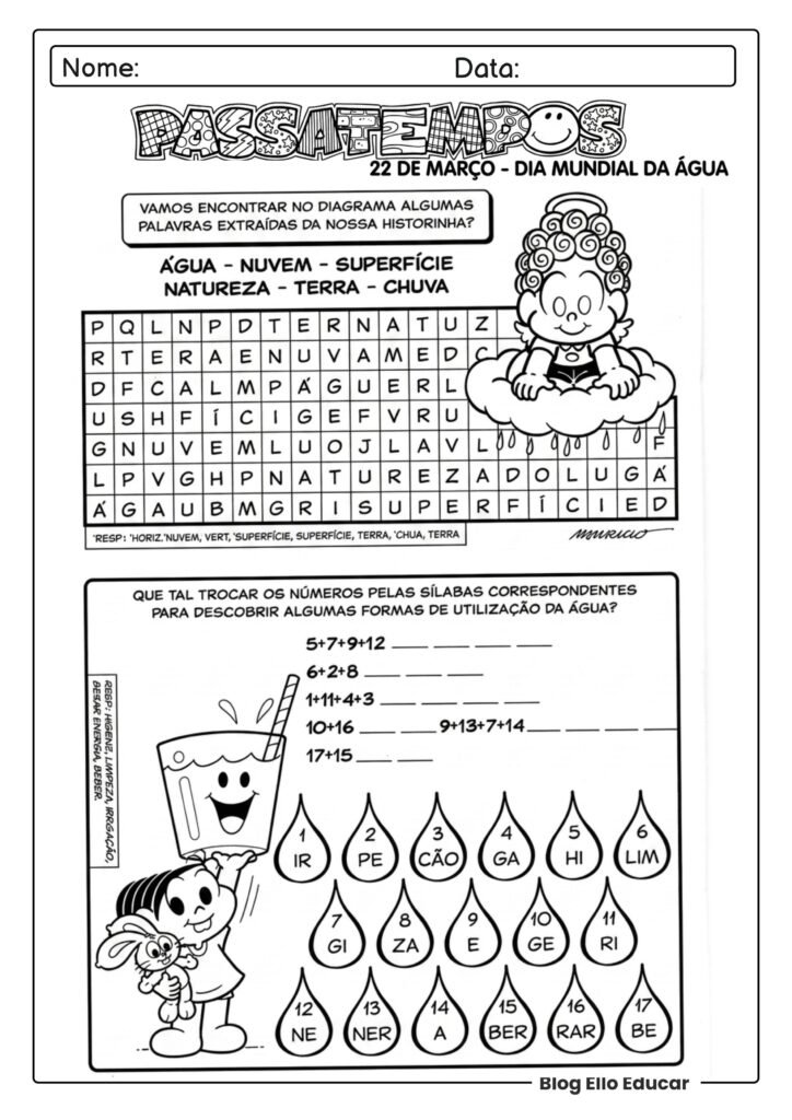Dia da água com a Turma da Mônica