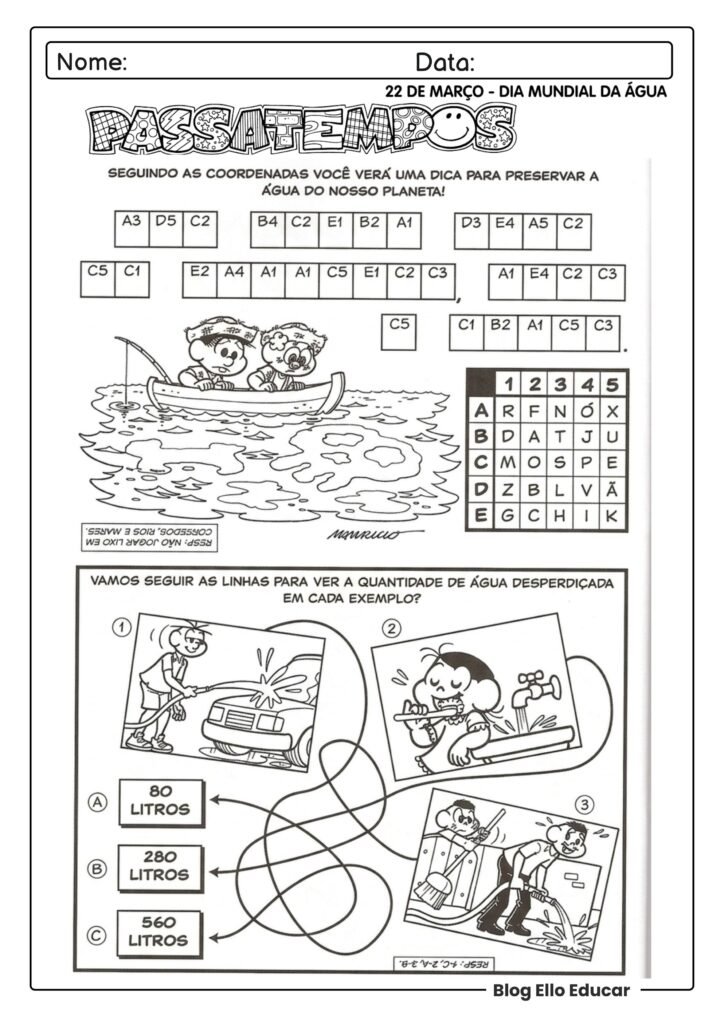 Dia da água com a Turma da Mônica