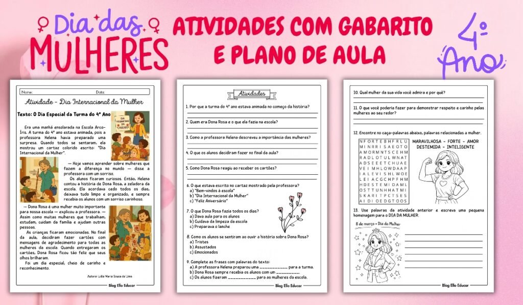 Atividades Dia da Mulher para Educação Infantil e Fundamental I e II ...