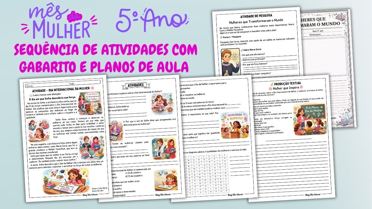 atividades dia da mulher 5° ano.