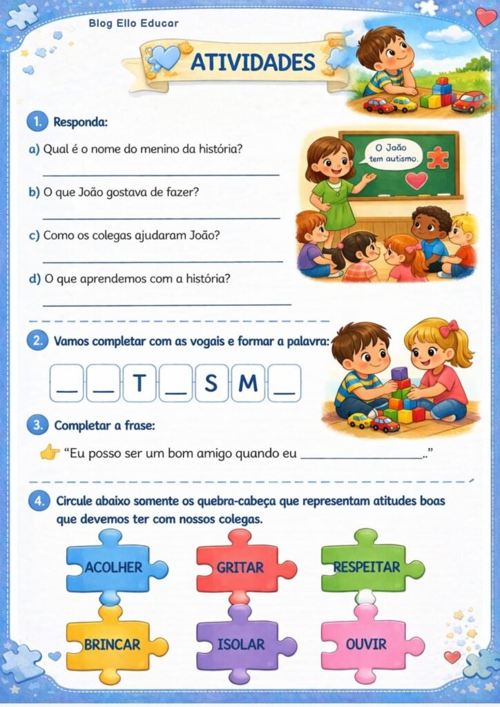 Atividades Abril Azul 1° ano