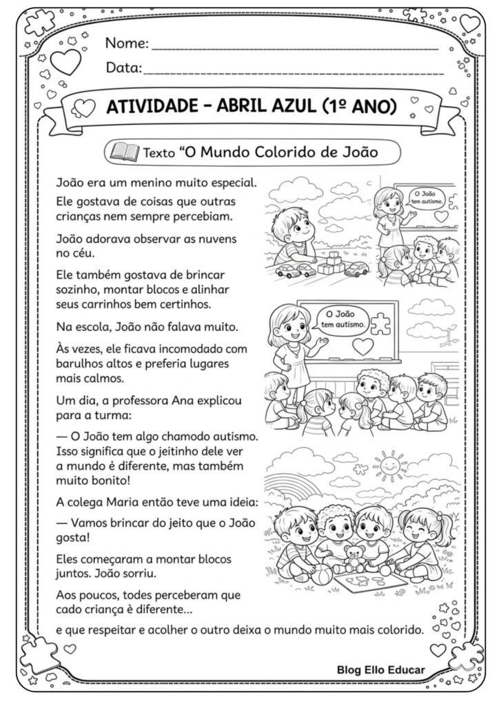 Atividades Abril Azul 1° ano
