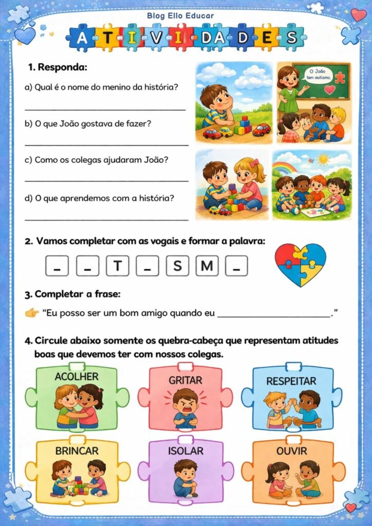 Atividades Abril Azul 1° ano