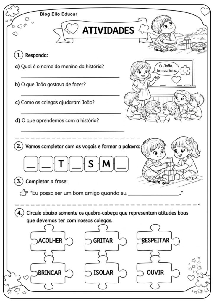 Atividades Abril Azul 1° ano