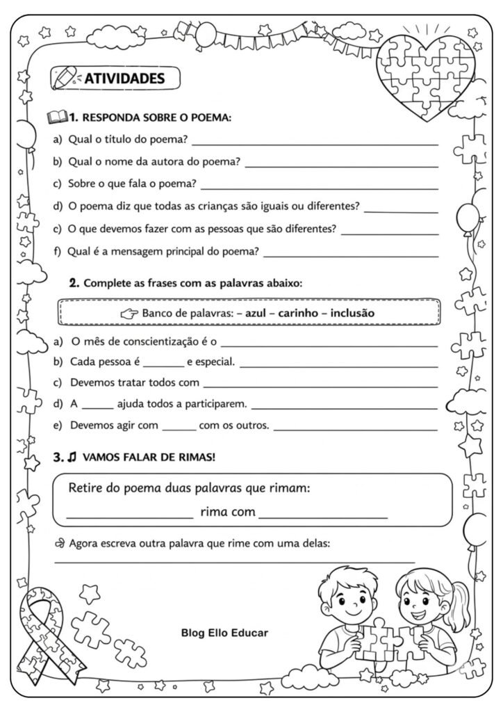 Atividades Abril Azul 2° ano