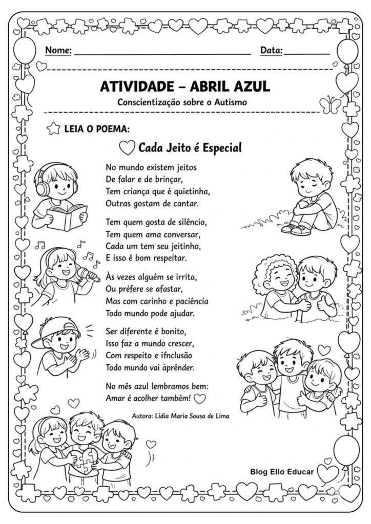 Atividades Abril Azul 2° ano