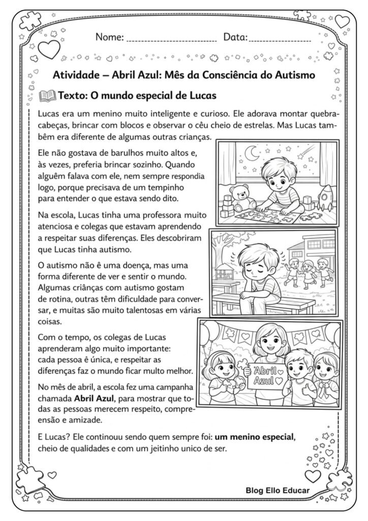 Atividades Abril Azul 3° ano