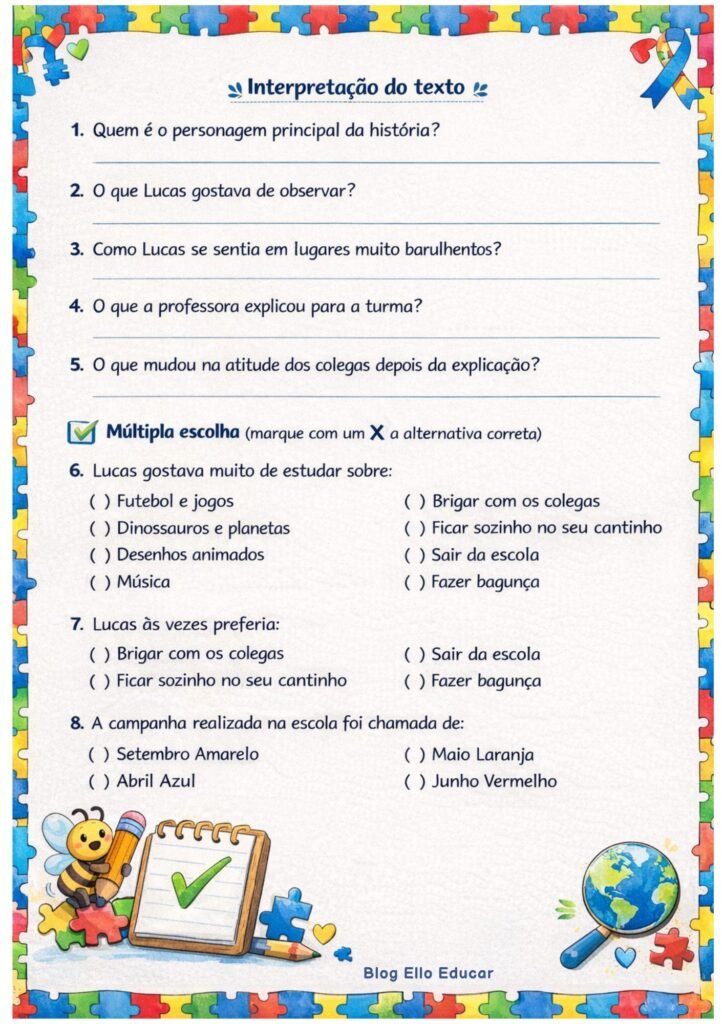 Atividades Abril Azul 4° e 5° ano