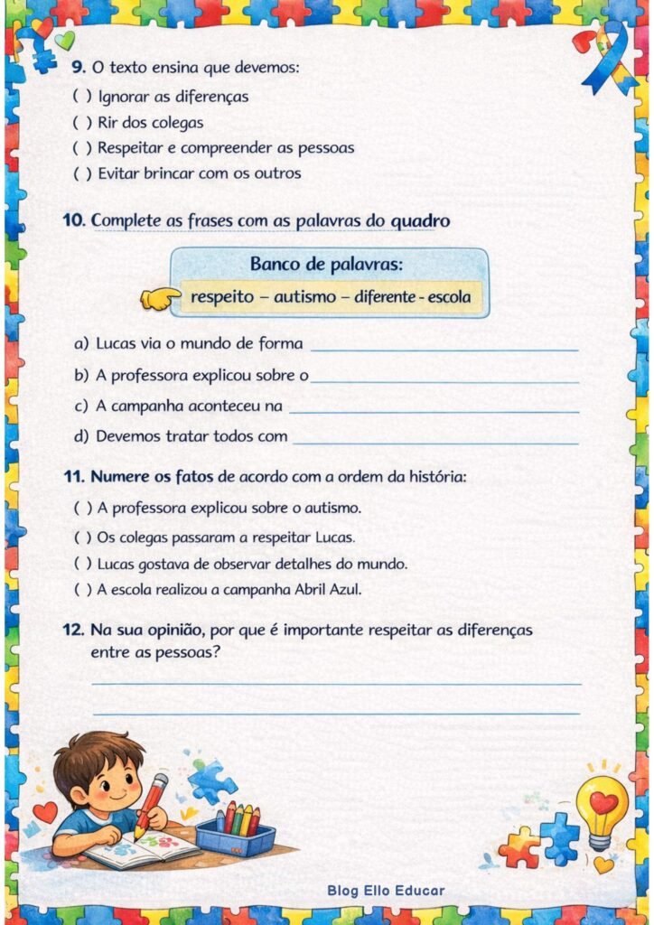 Atividades Abril Azul 4° e 5° ano