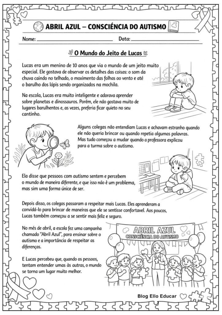 Atividades Abril Azul 4° e 5° ano