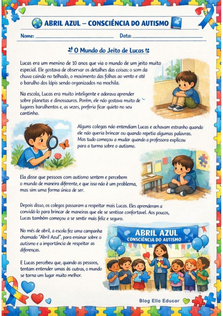 Atividades Abril Azul 4° e 5° ano