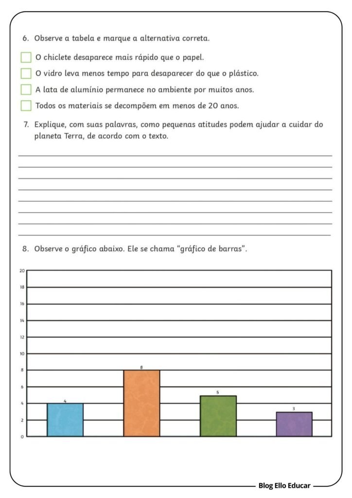 Atividades sobre o dia do Terra para 4° e 5° ano
