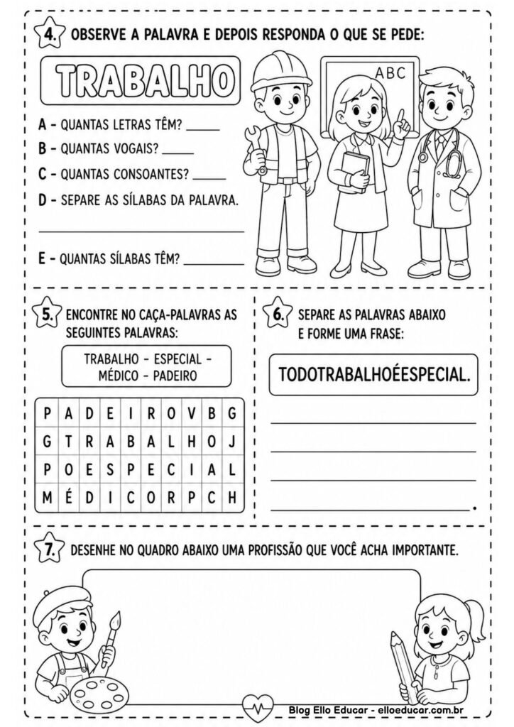 Atividades do Dia do Trabalho para 1° ano