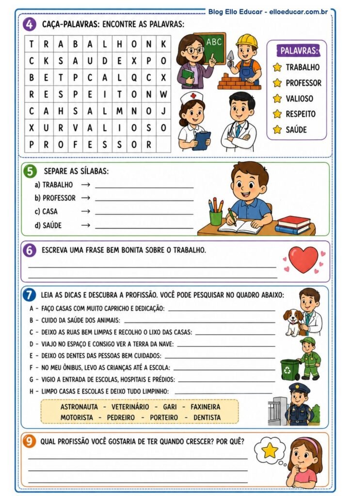 Atividades do Dia do Trabalho para 2° ano