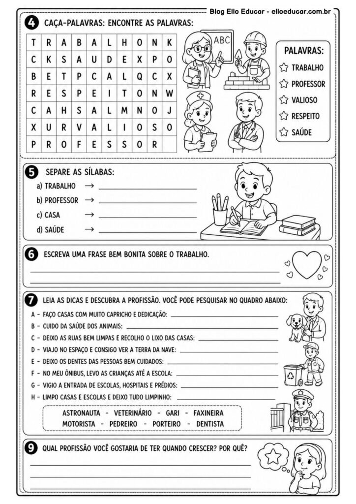 Atividades do Dia do Trabalho para 2° ano