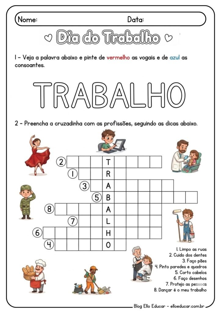 Atividades sobre Dia do Trabalho 1° ano
