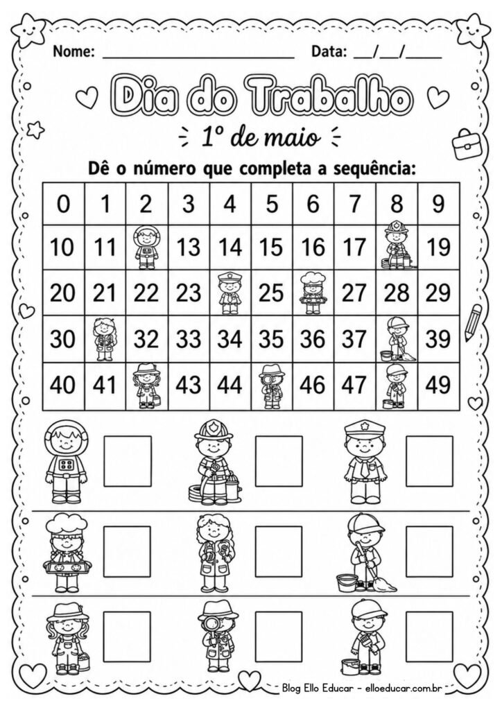 Atividades sobre Dia do Trabalho 1° ano
