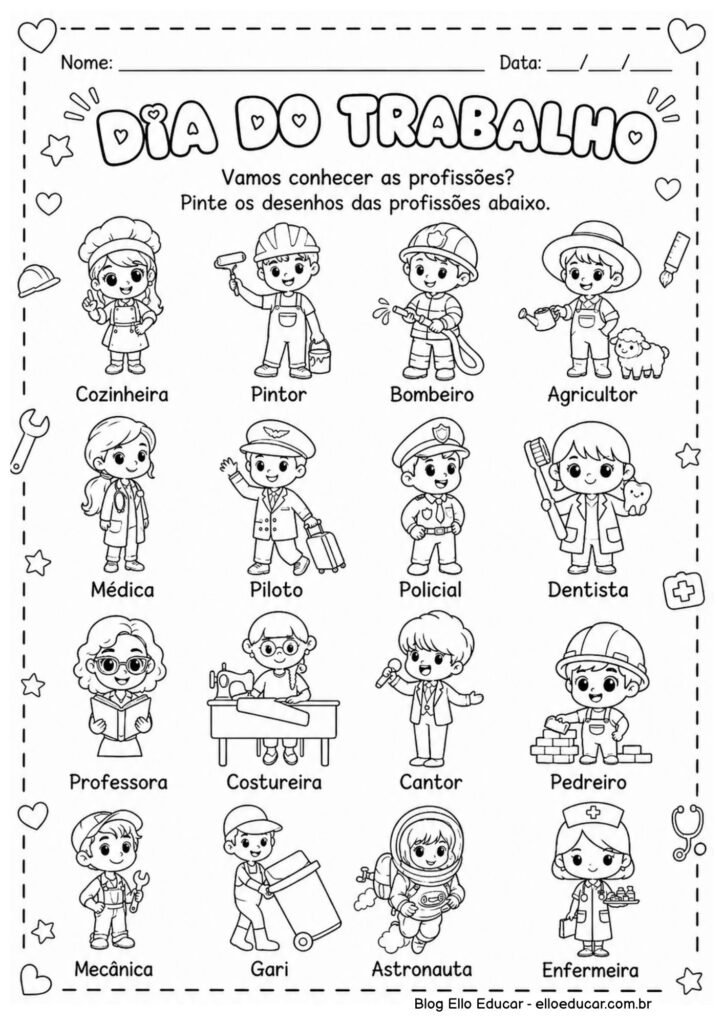 Atividades sobre Dia do Trabalho para Educação Infantil