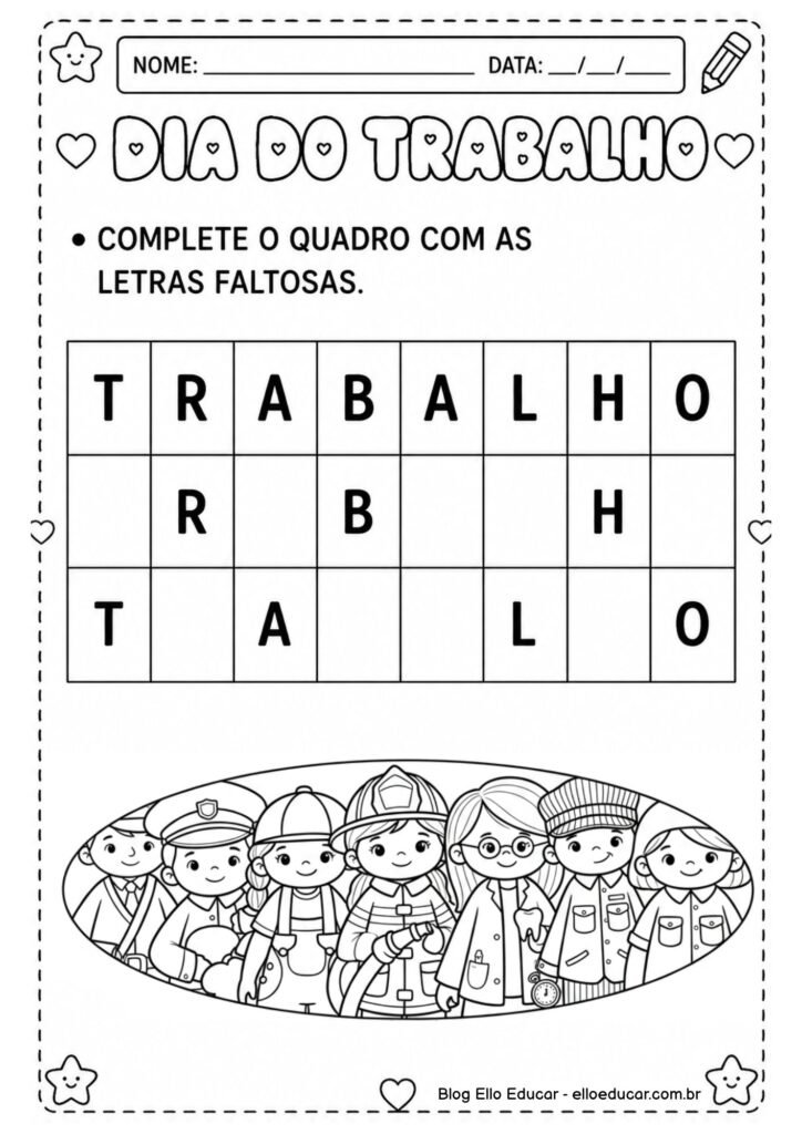 Atividades sobre Dia do Trabalho para Educação Infantil