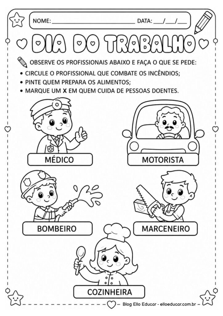 Atividades sobre Dia do Trabalho para Educação Infantil