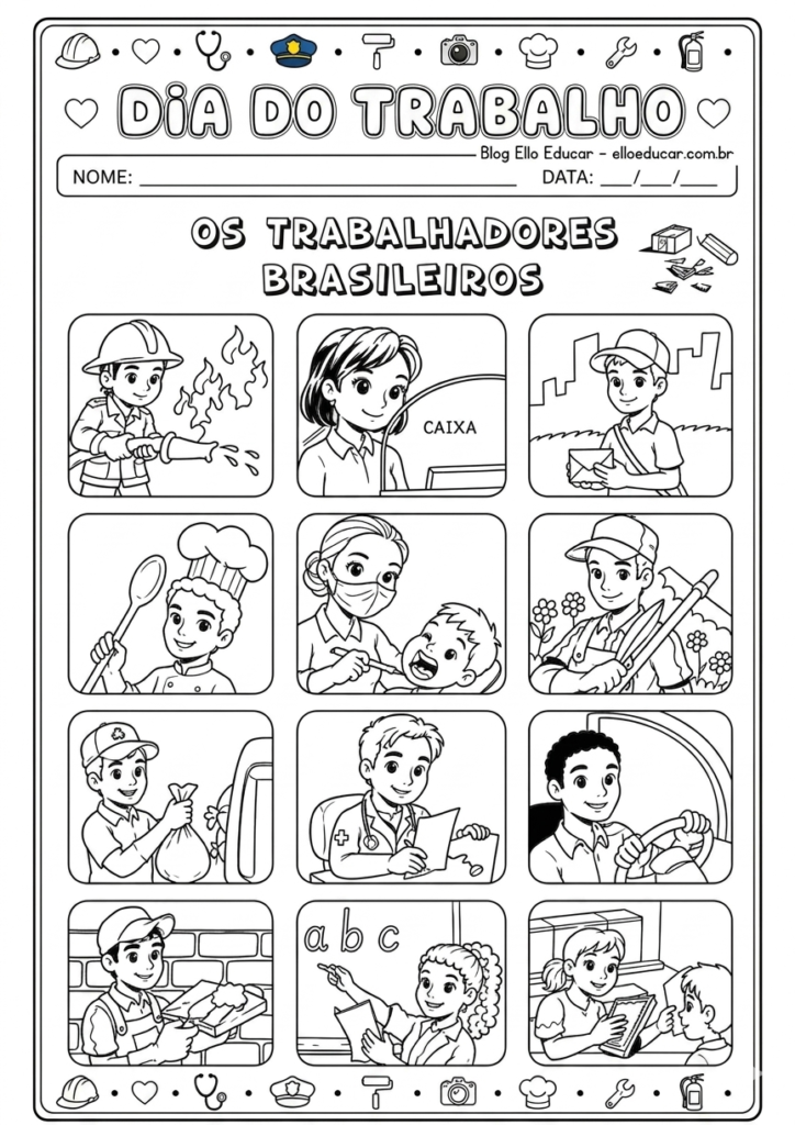 Atividades sobre Dia do Trabalho para imprimir