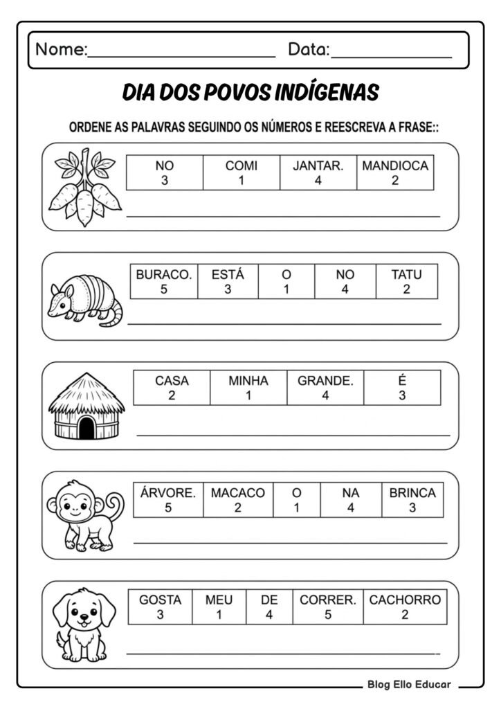 Atividades sobre Povos Indígenas
