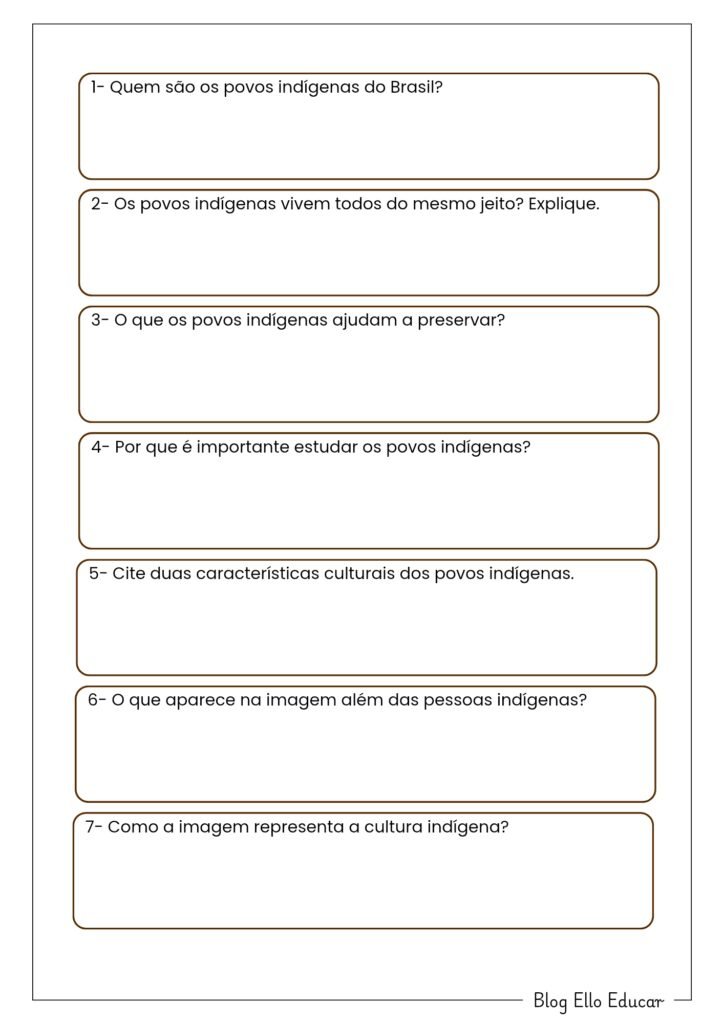Atividades sobre Povos Indígenas 4° ano