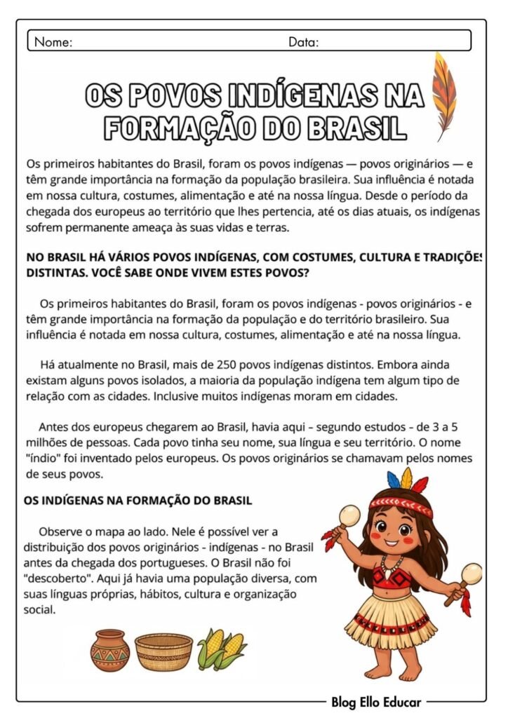 Atividades sobre Povos Indígenas 5° ano