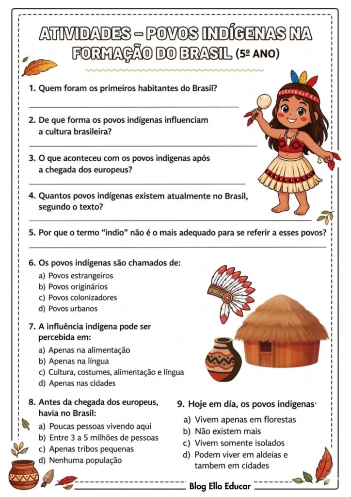 Atividades sobre Povos Indígenas 5° ano