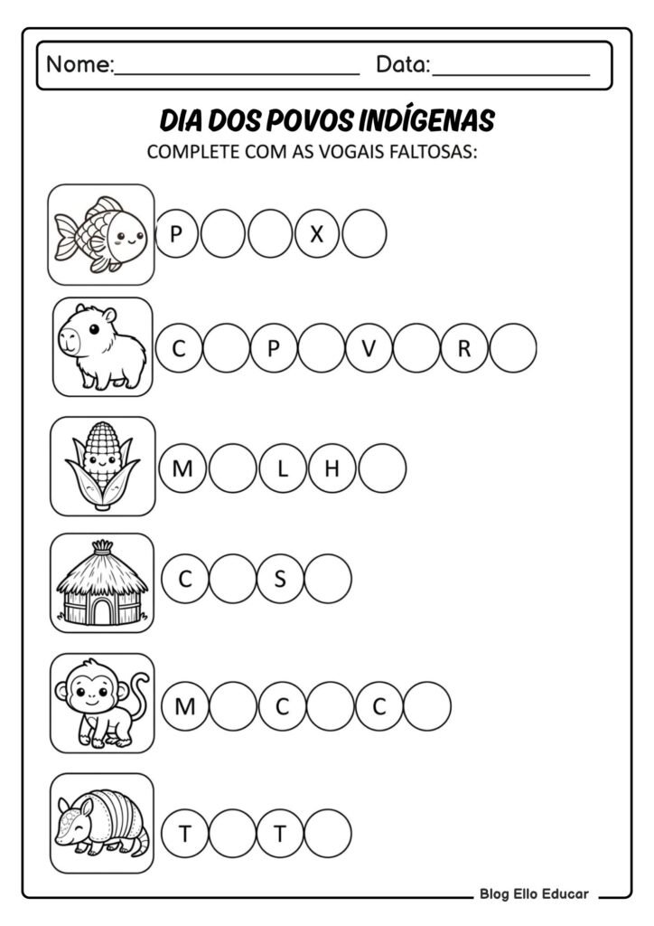 Atividades sobre Povos Indígenas